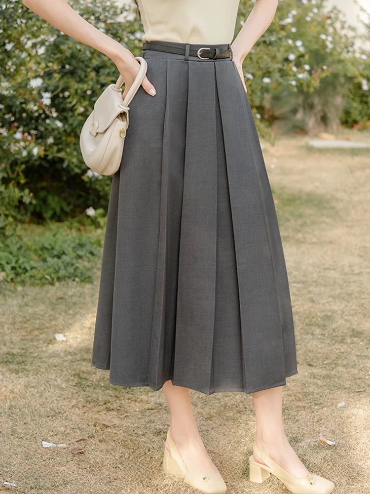 

Юбка-пудл с высокой талией, длинная, А-силуэт, женская, весенне-осенняя, из полиэстера, повседневная