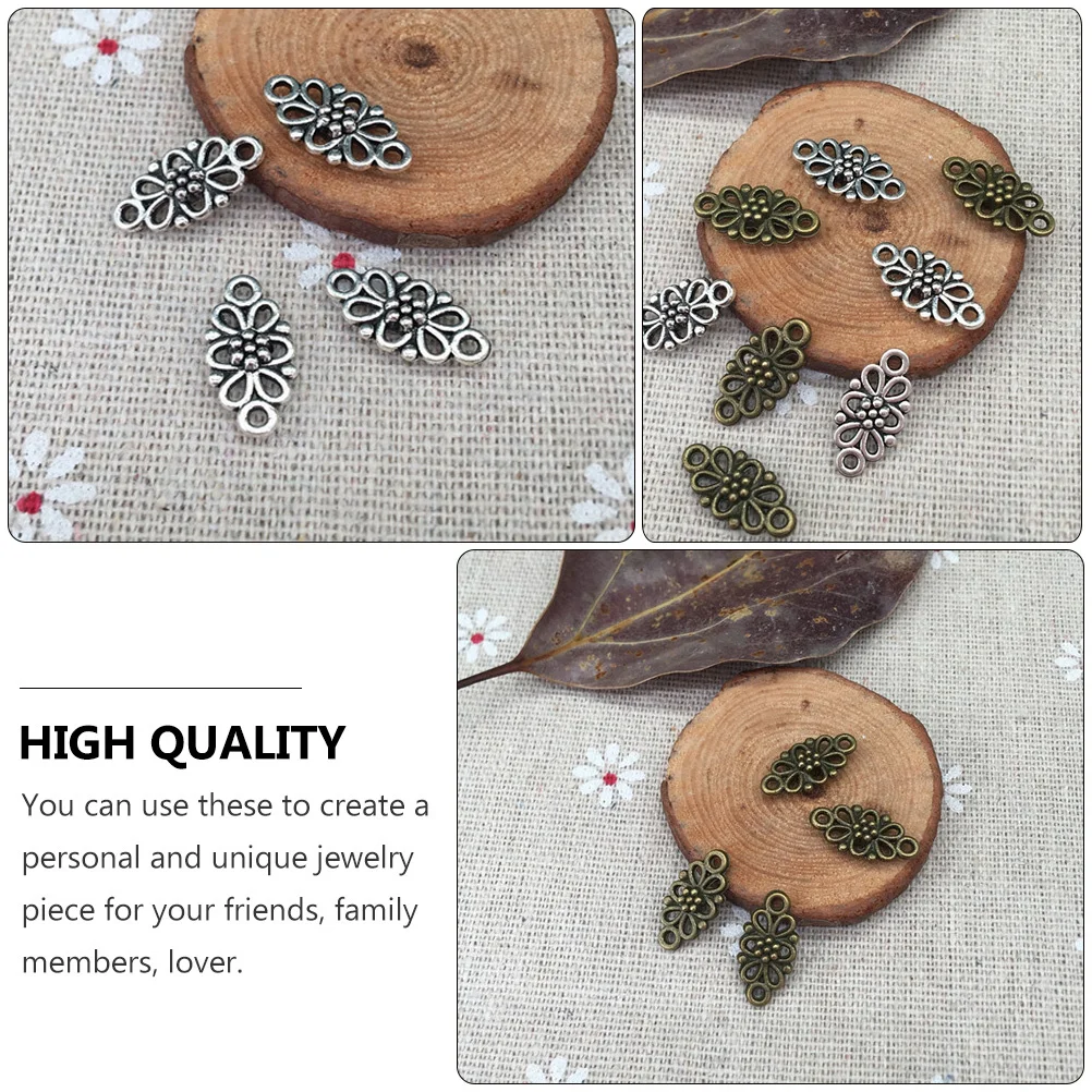 

60 Pcs Connectors for Jewelry Making Charms Bracelets Pendant Vintage Pendants Metal Flower Links