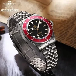 ADDIESDIVE AD2043 Men's Watch Luxury Black Dial Red Bezel BGW9 Luminous 200M Waterproof NH35 Movement Automatic Mechanical Watch