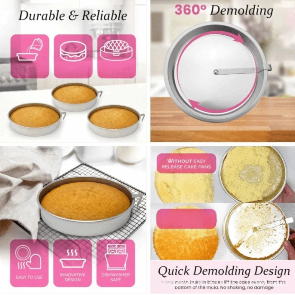 

DIY Tinplate Perfect Release Cake Pan Non-stick Round Oven Tray Even Heating Baking Tray Baking Tool