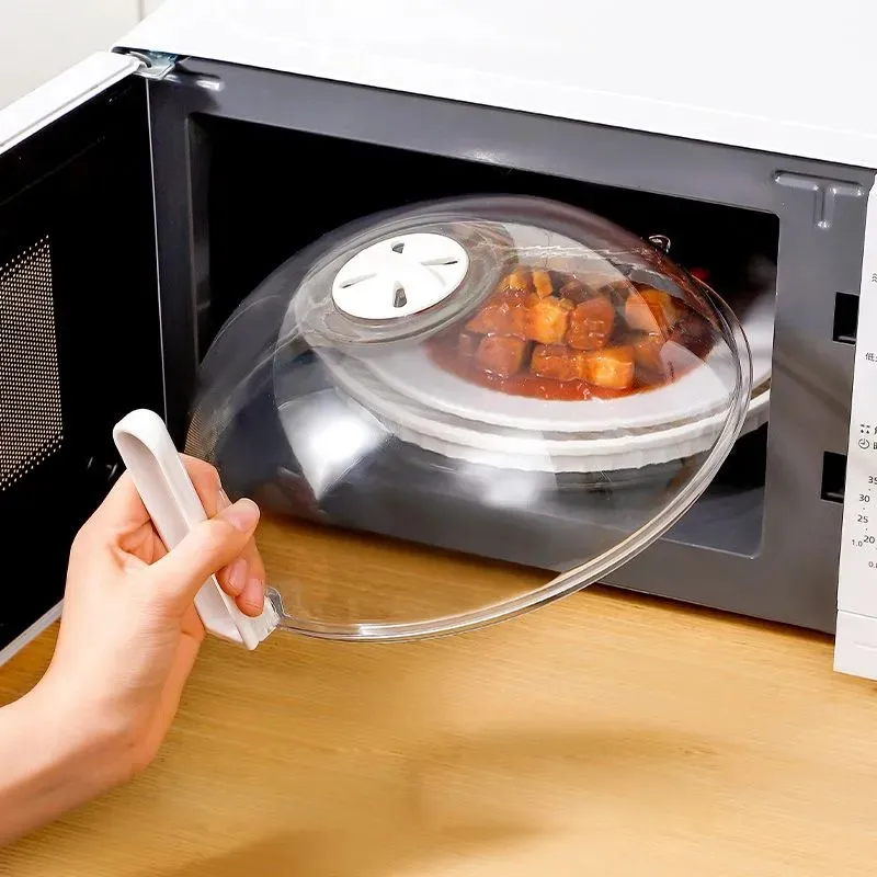 Microwave Oven Cover With Multi-purpose Extended Heat-resistant Handle Chassis Splash Guard Tray Cover Microwave Heating ZI261
