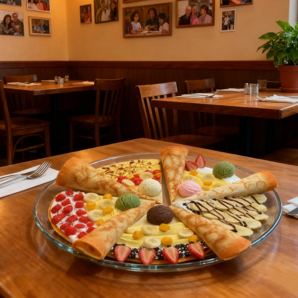 Juego de crepes artificiales para pizza, postre abierto, Chipotle Aioli, salsa de ternera, modelo de panqueque cerrado, soporte de exhibición, 1 unidad