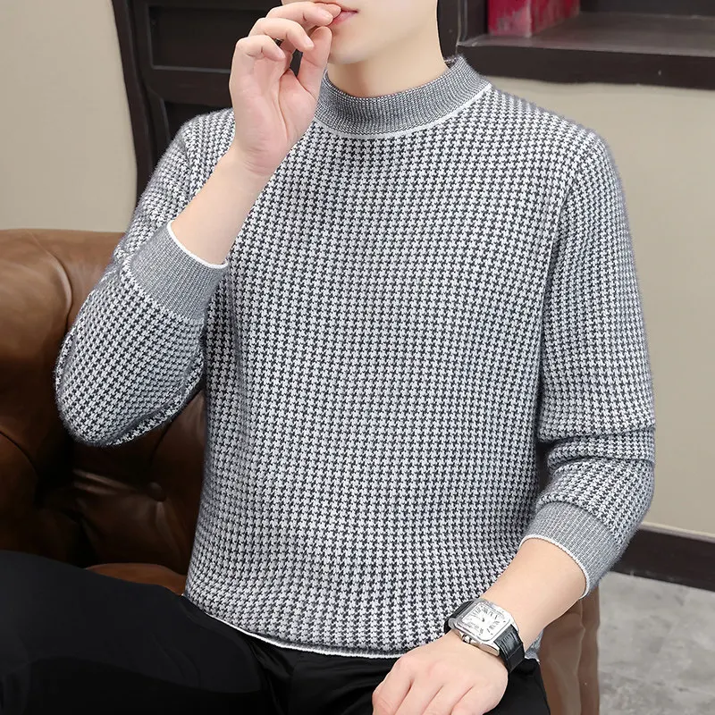 

Men's Thiened Winter Sweater Faionable Urban Sle f High Collar Knittedwear Warm Polyester Fiber Long Sve Casual