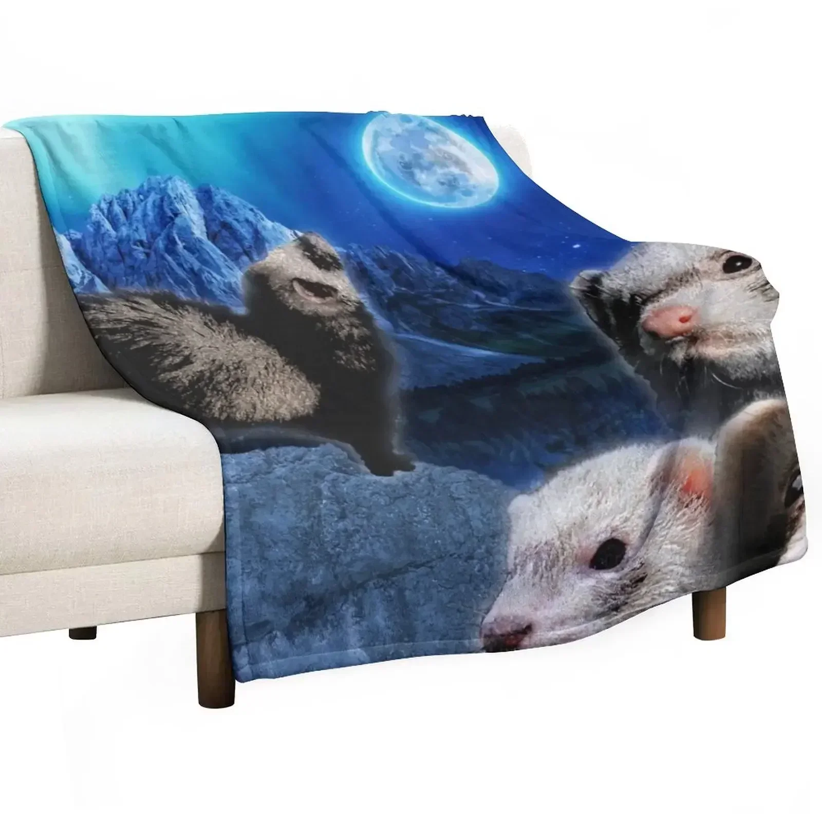 The Ferret Moon Throw Blanket Single Baby For Sofa Thin christmas gifts Blankets