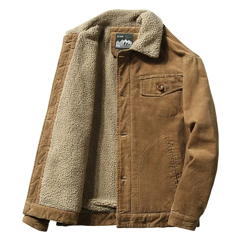 

2023 winter new corduroy men's cotton work casual jacket Korean fashion solid colour cotton jacket