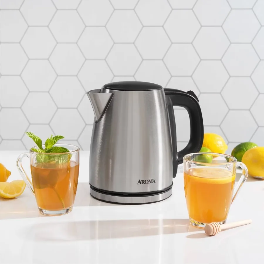 1L Stainless Steel Electric Tea Kettle, Water Heater with Overheat Protection, 360° Rotating Base, Compact Fast Boiling Hot Water Pot