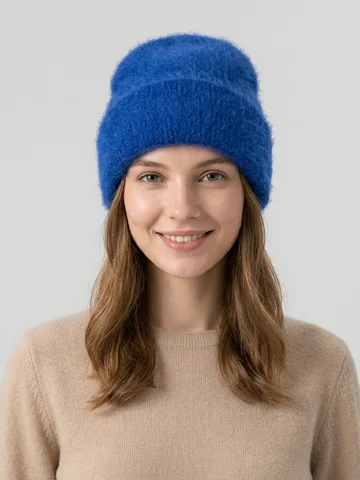 Women's Alpaca Wool Beanie Fluffy Winter Hat Fashion Accessory Warm Stylish Knit Cap