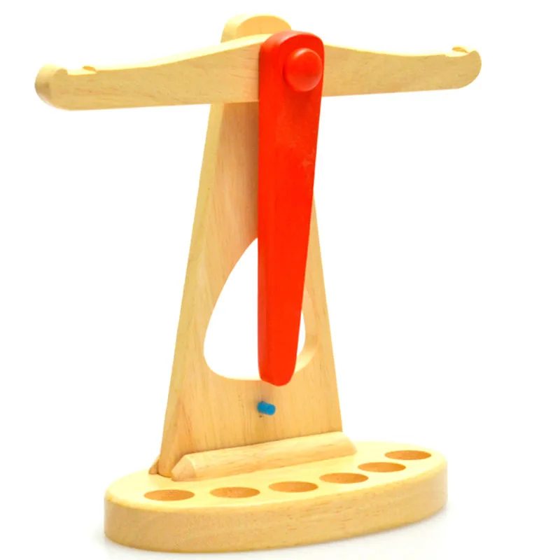 Funny Wooden Balance Scale with 6 Weights Toy Weighing Scale Sensorial Early Education Game Gifts for Kids