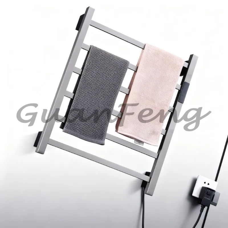 Electric Heated Towel Rail Plug‑in Temperature Control Bathroom Towel Warmer Clothes Drying Rack