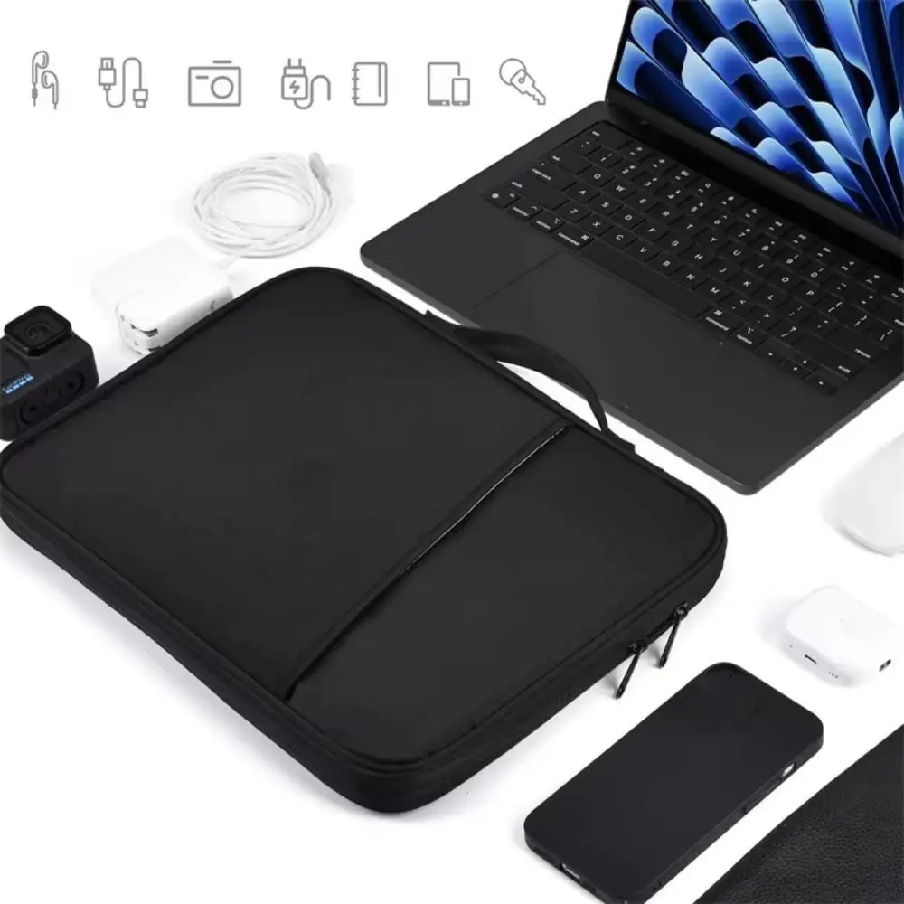 With Handle Portable Laptop Bags Waterproof Ultra Thin Laptop Case Dual Zipper Soft Material Computer Notebook Sleeve