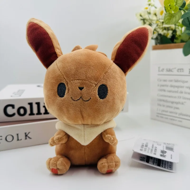 

19cm Pokemon Small Bean Eyes Primitive Eevee Sitting Brown Cute Little Elf Plush Toy Plush Toy Anime Soft Doll Gift