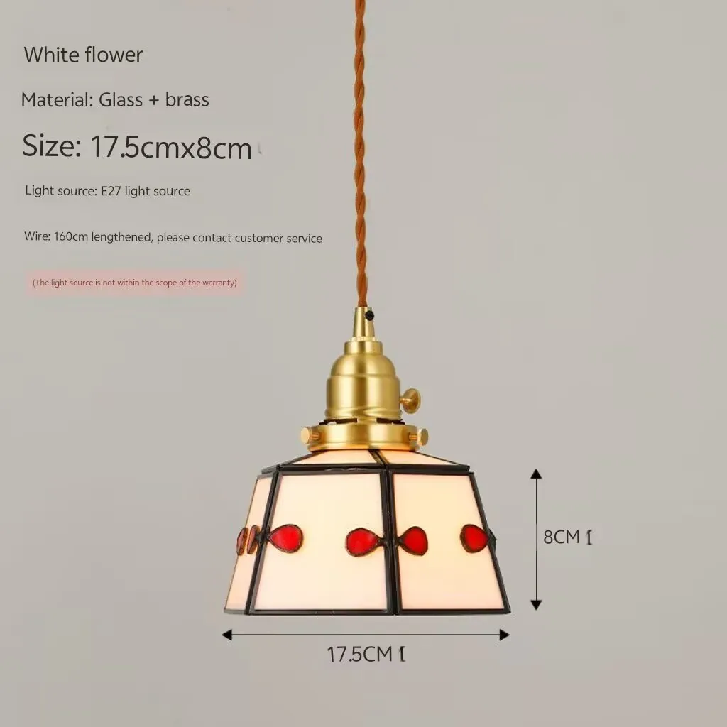 French restaurant's colorful glass chandeliers, vintage brass chandeliers, bar counter and entrance passage decorative lights