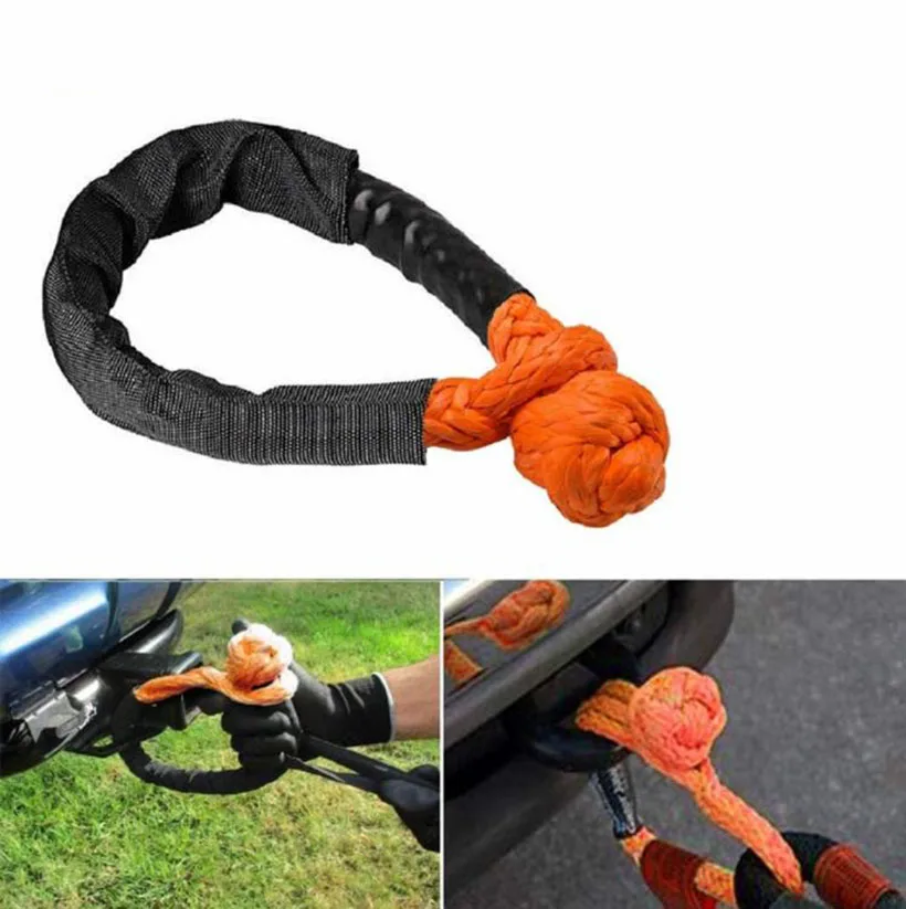 

35,000 lbs Break Strength Synthetic Soft Shackle Rugged Shackles With Protective Sleeve For Vehicle Recovery