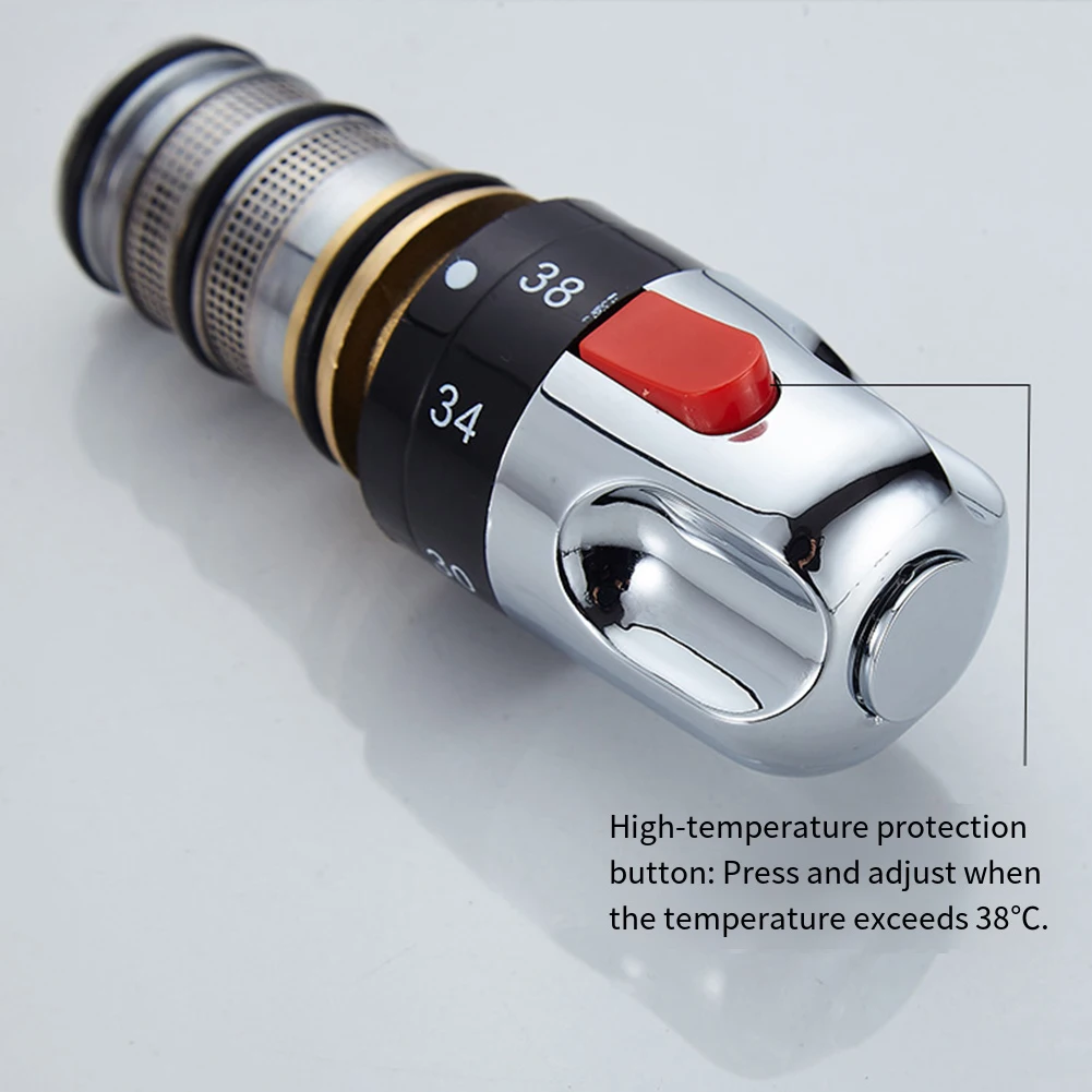 Thermostatic Bath Shower Mixer Cartridge Valve Repair Kit with Brass Construction and Safety Stop for Stable Water Temperature