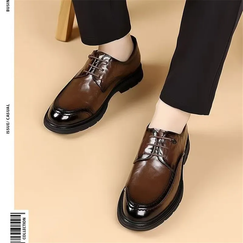 Men's Business Leather Shoes Retro minimalist gentleman style Work leisure party High quality adult suit Black brown versatile