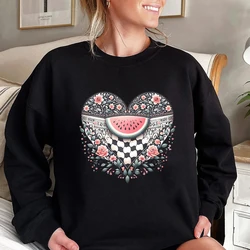 Retro Love Heart Watermelon Graphic Sweatshirt This Is Not A Watermelon Shirt Fruit Hoodie Human Rights Shirt Aesthetic Clothes