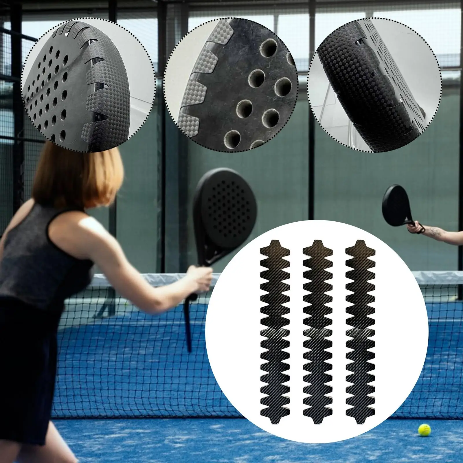 3 Pieces Tennis Racket Head Protect Tape Racket Head Sticker Edge Guard Sturdy Sports Accessories Anti Scratch Lightweight