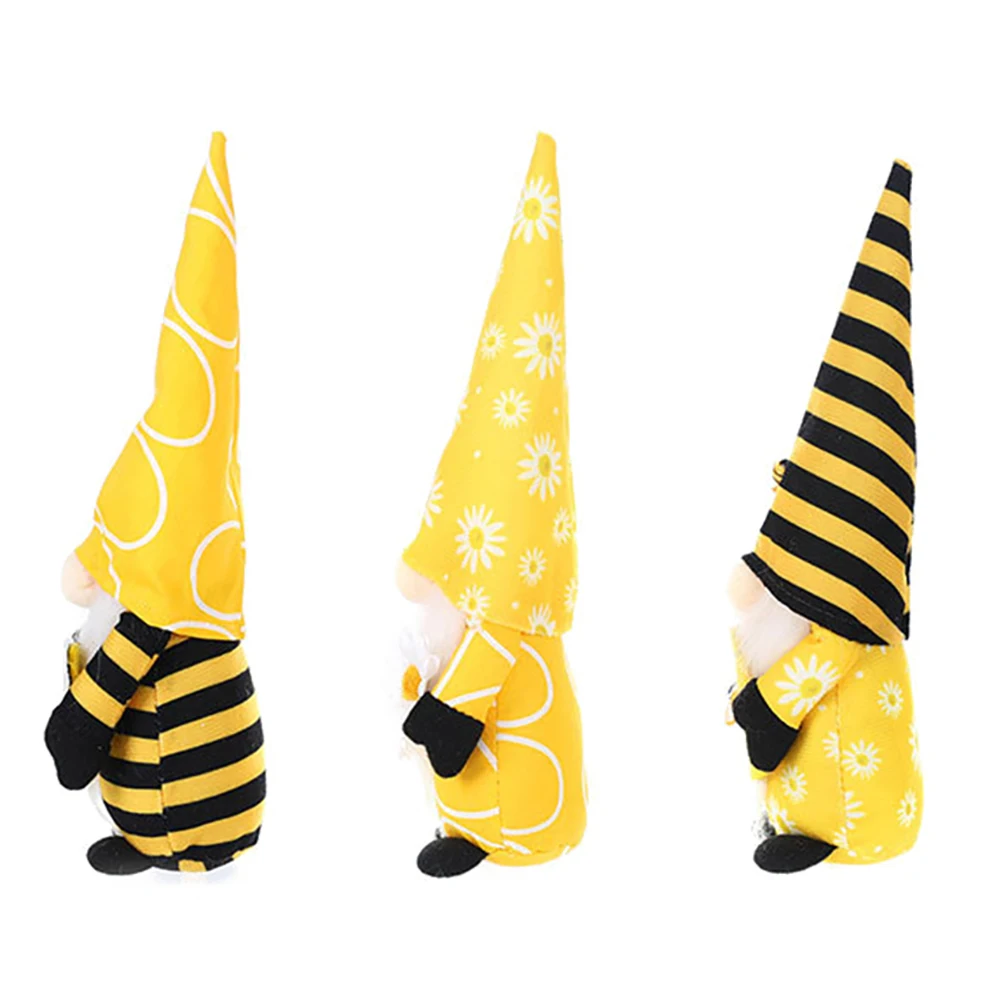 3 Pcs Bumble Bee Plush Gnome Decoration - Honey Bee Day Handmade Spring Scandinavian Tomte Nisse Swedish Elf