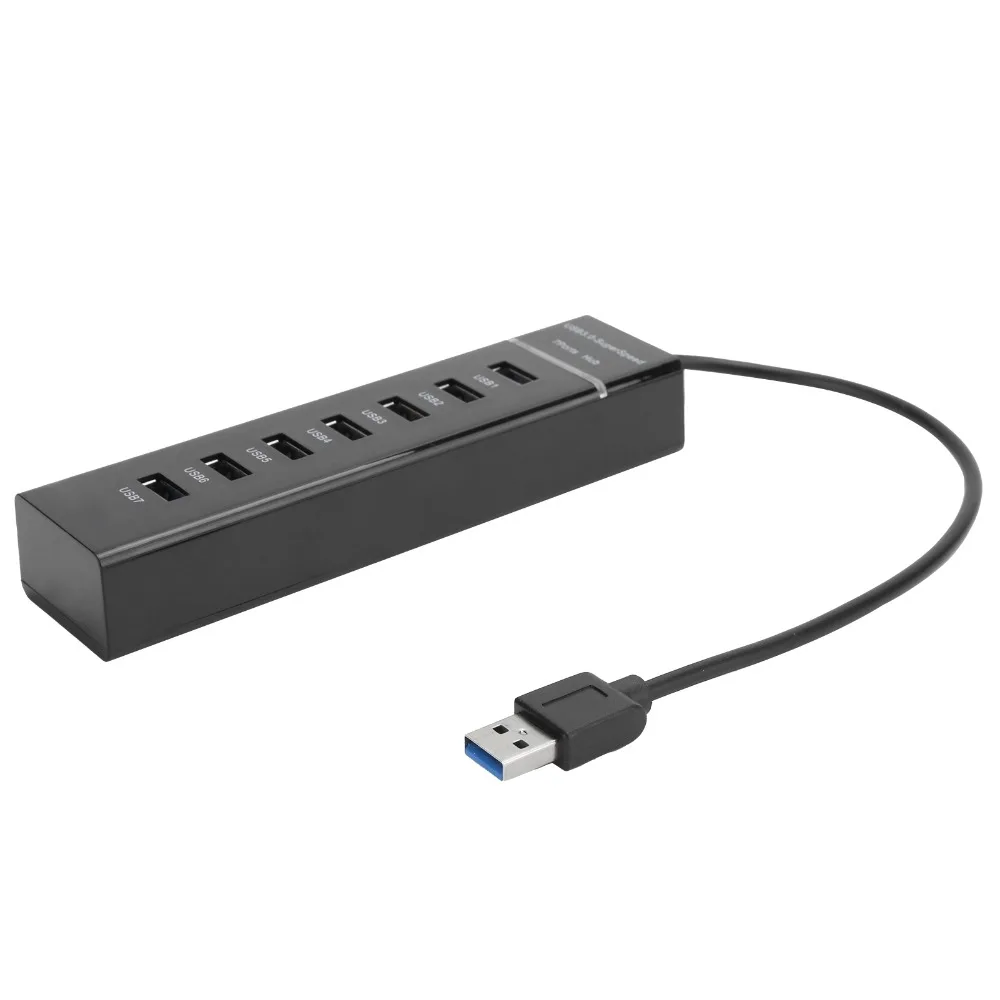 

Надежный USB 3.0 хаб с синим LED-индикатором, высокоскоростной (5 Гбит/с), Plug and Play, USB-концентратор для передачи данных, DC 5В, 7 портов, разветвитель для подключения к ПК