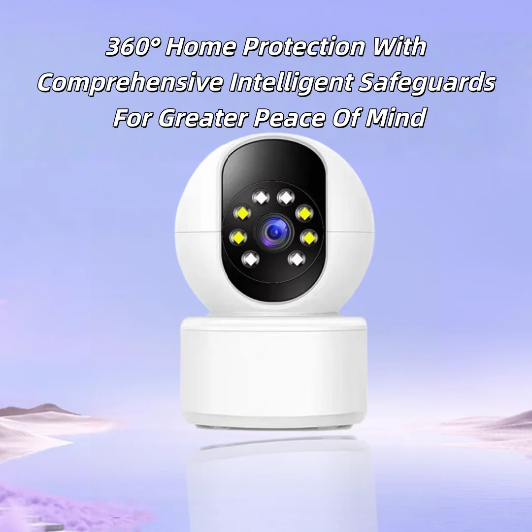 Wifi Security Camera, Pet Camera Monitor, with 360 °   Pan/Tilt View, Two-Way Communication, Motion Detection, Night Vision, Cloud and Sd Card Storage, Suitable for Home Use, Elderly People, and Cats (Adapter Not Included)