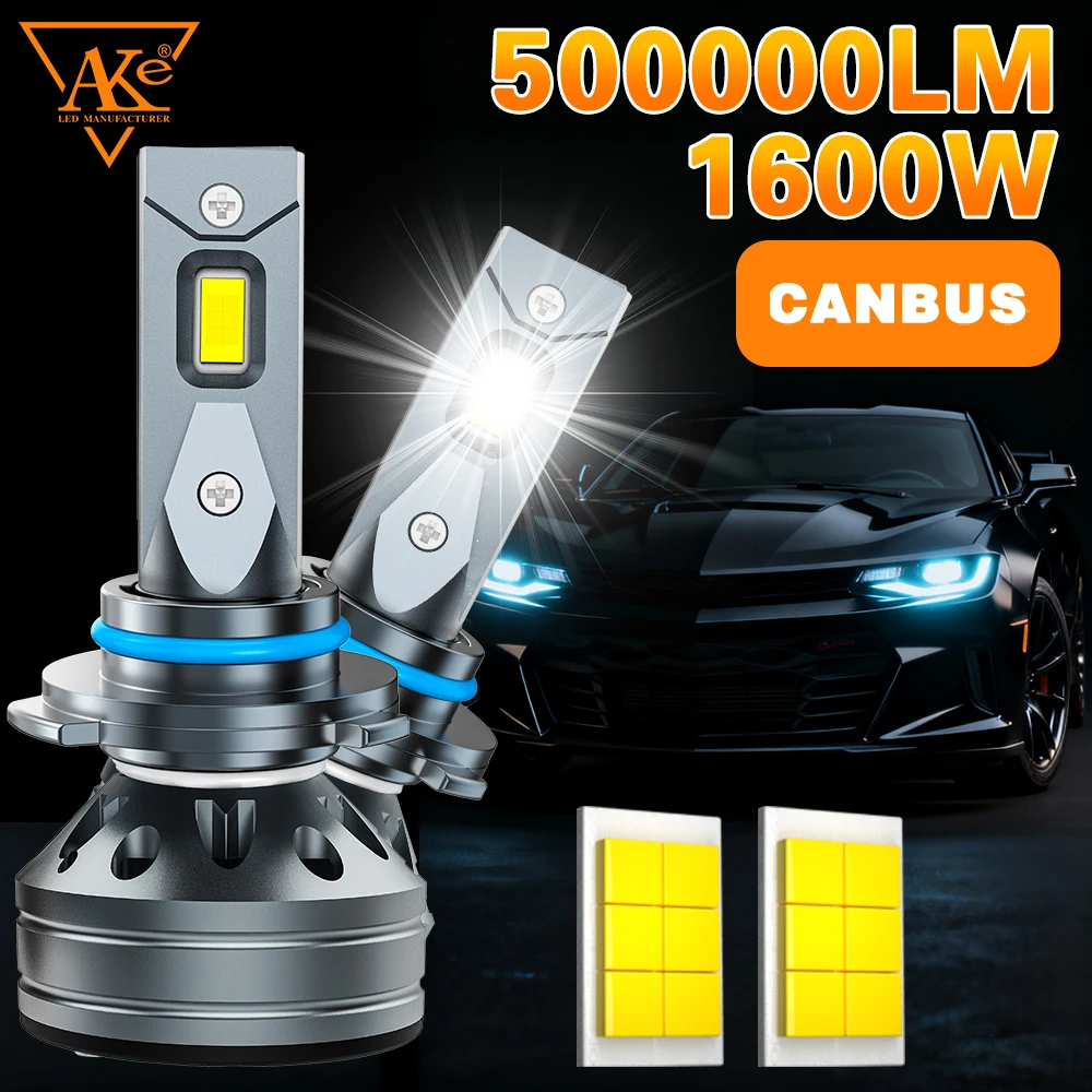 

AKE H7 H4 Светодиодная фара Canbus 500000LM 1600W H11 Лампы для фар H1 9005 HB3 9006 HB4 9012 Противотуманная фара автомобиля 6000K Plug&Play