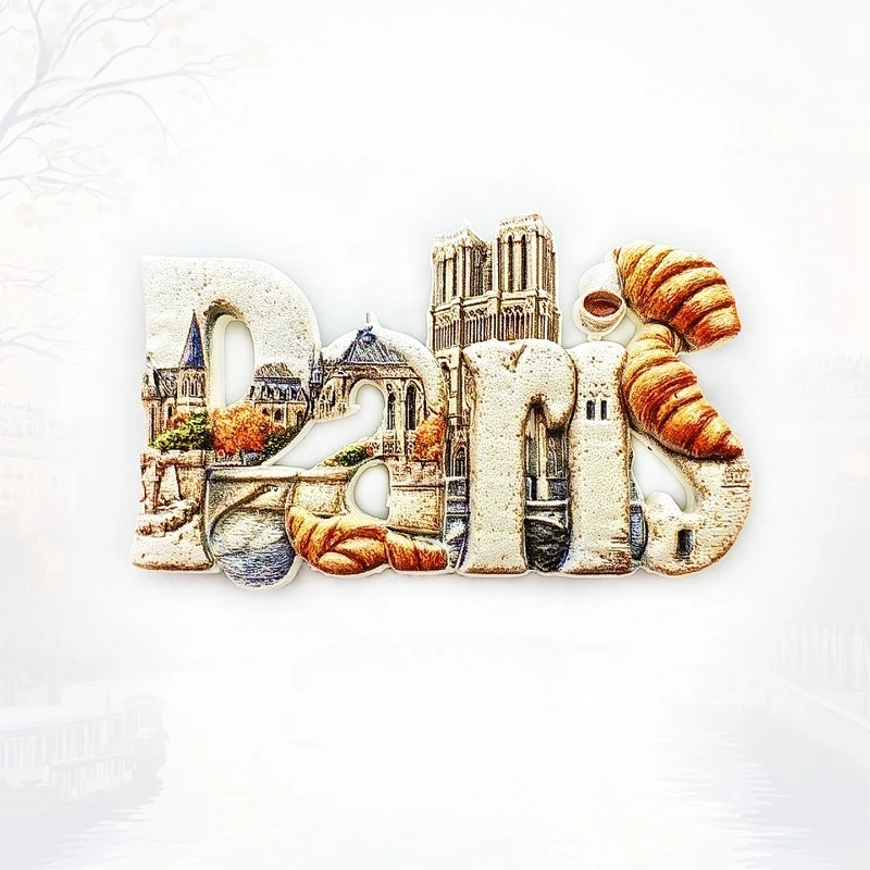 

Parisian Breakfast Letter Fridge Magnet - 3D Croissant & Coffee Decor French Cafe Style Gift