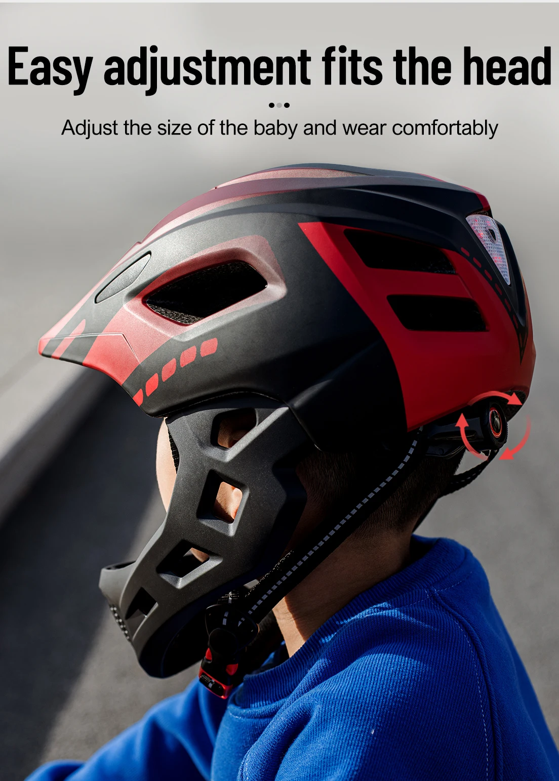 Horntour Kinder-Fahrradhelm, volles Gesicht, abnehmbar, ultraleicht, atmungsaktiv, für Kinder, Outdoor, Skate, Rollschuh, Fahrradhelm – Detail 12