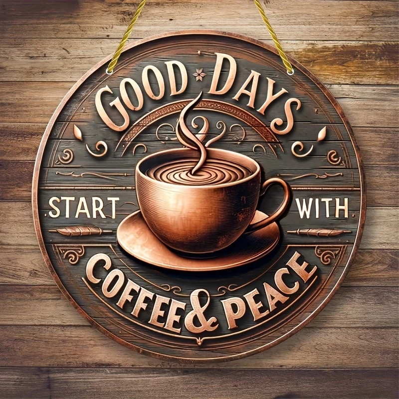 1pcs Wooden 2D Disc Hot Coffee Theme Series Home Decoration Cafe Art Bar Poster Material Atmosphere Decorative Photo Props