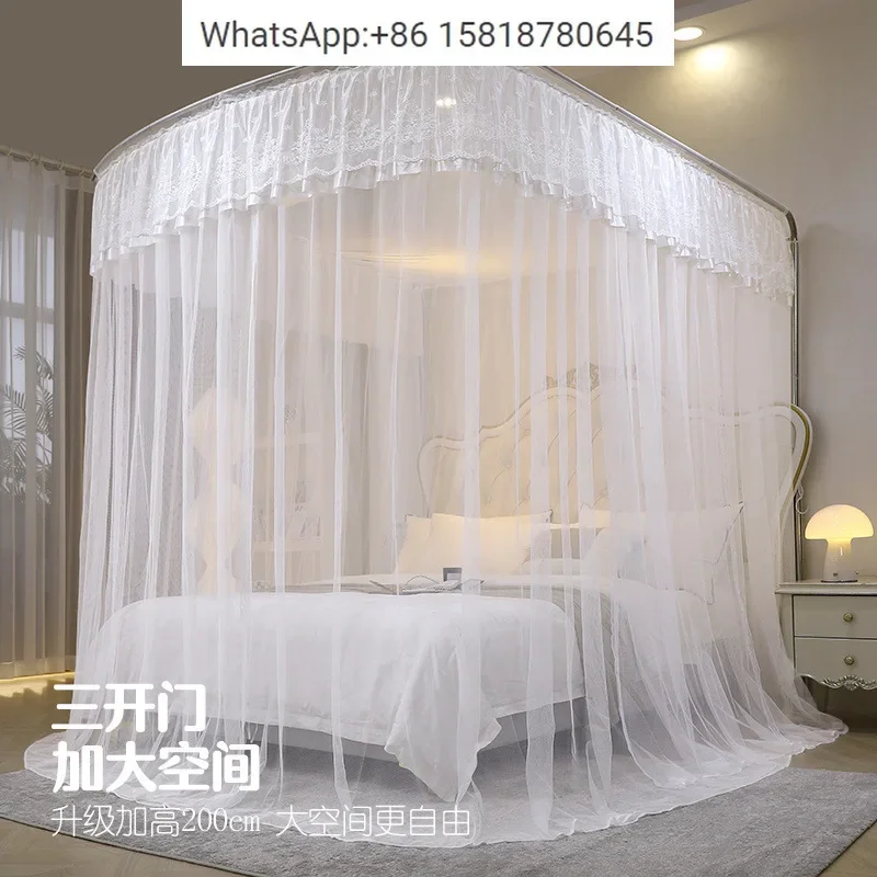 U-shaped mosquito net three-door home double palace floor-standing type encrypted stainless steel thickened bracket