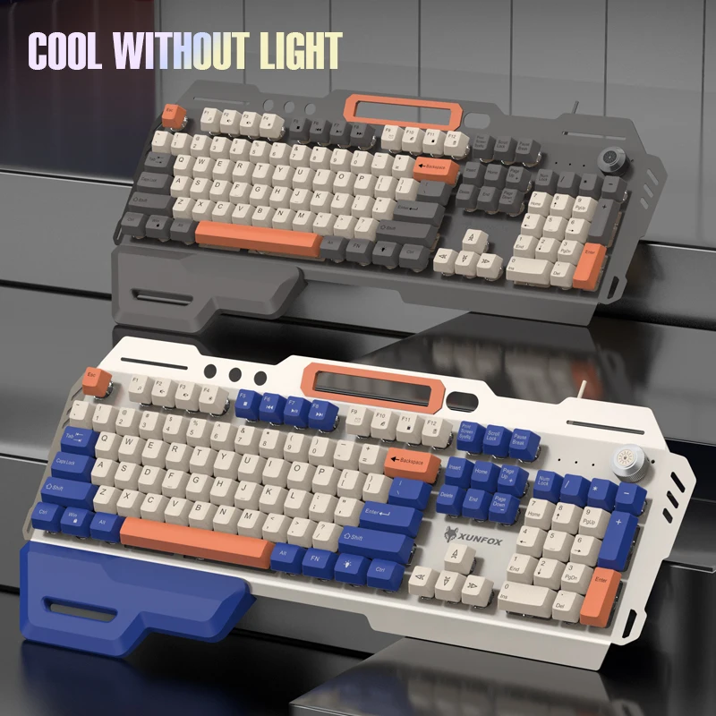 XUNFOX K90Wired keyboard 104 keys with hand rest, high-looking full-key plug-and-play game office universal computer keyboard