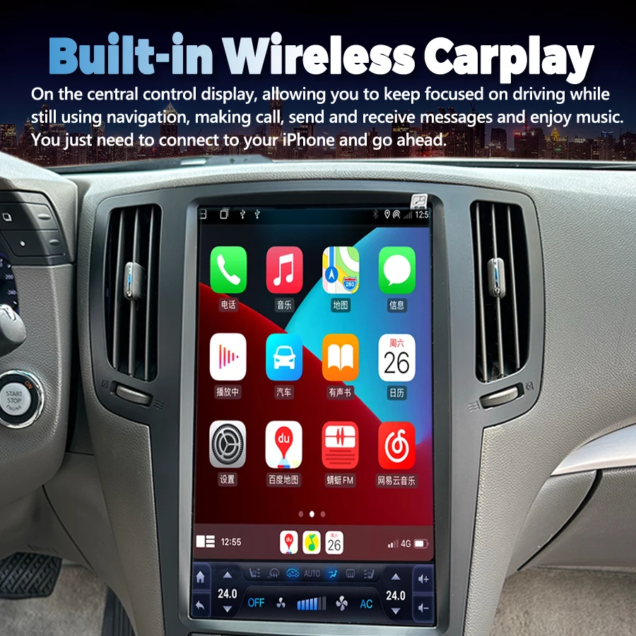 13.6inch Android Auto Navigation Stereo For Infiniti G37 G35 Q40 Q60 2007-2015 GPS Carplay Car Multimedia Video Player Bluetooth