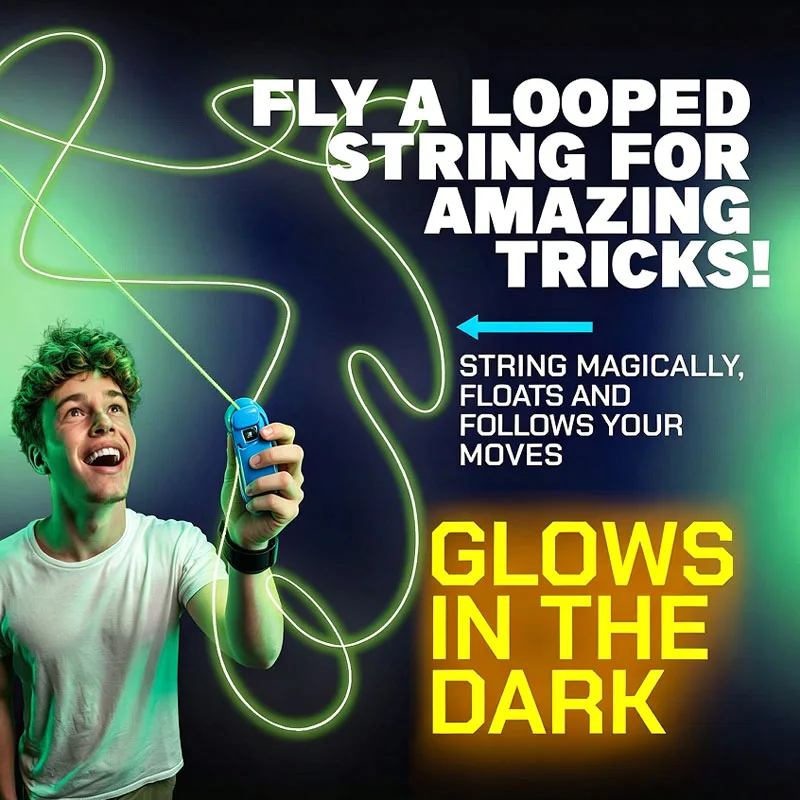 Luminous slingshot toy, luminous rope launcher, children's creative stress relief outdoor toy, cat teasing thruster toy