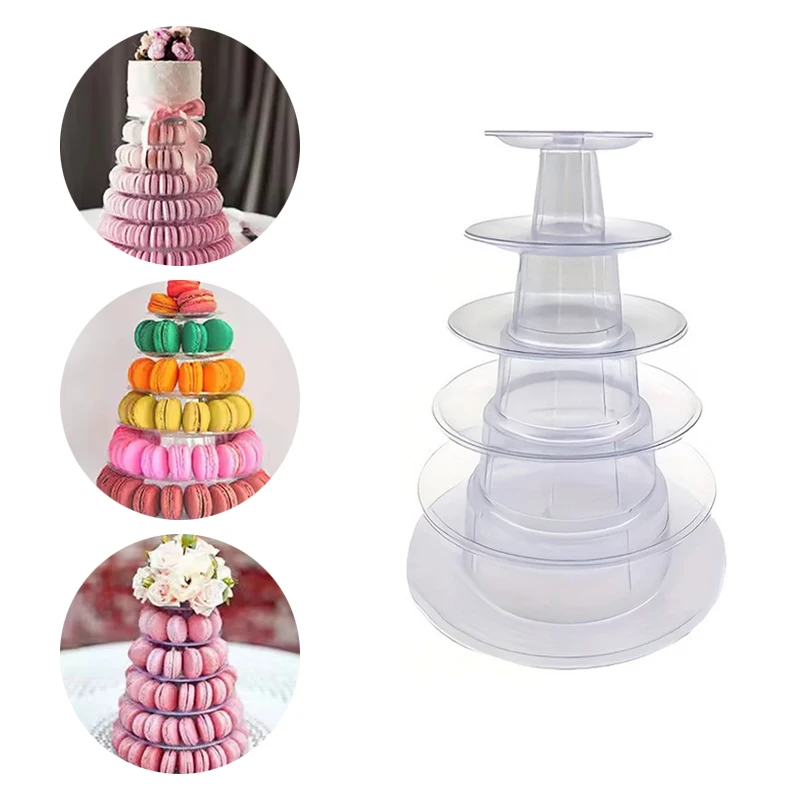 1/2PCS Clear 6 Layer Round Dessert Tower Stand Macaron Cookie Display Rack Reusable Pastry Holder for Wedding Birthday Party ZYF