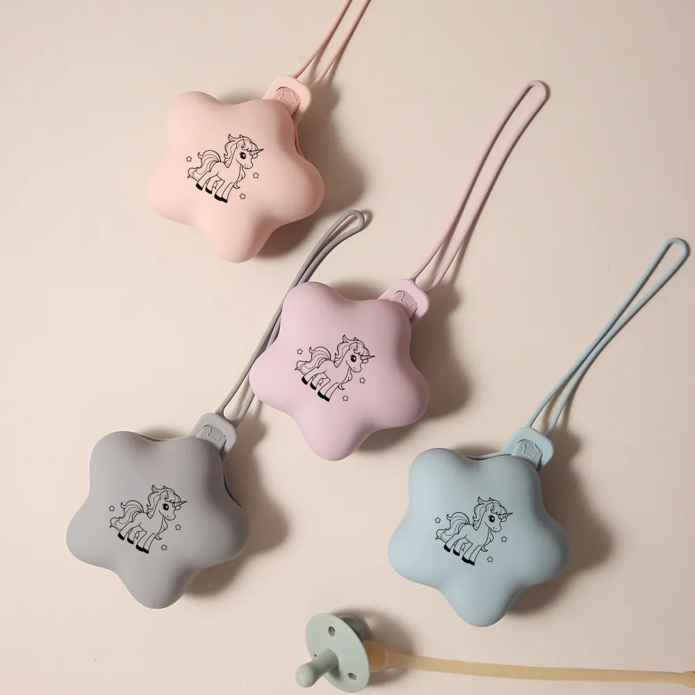2025 1 STÜCK Sternform Silikon Einhorn Schnuller Aufbewahrungstasche Wechseltasche Milch Patch Organizer für Babys