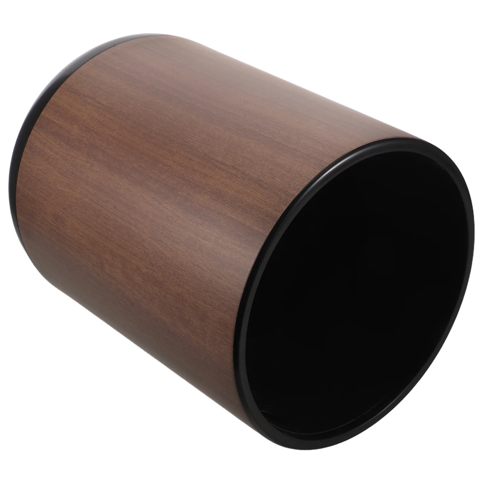 

15L 4 Gallon Double Layer Trash Can Plastic Wood Grain Round Waste Basket Open Top Hidden Bag For Bathroom Kitchen Office