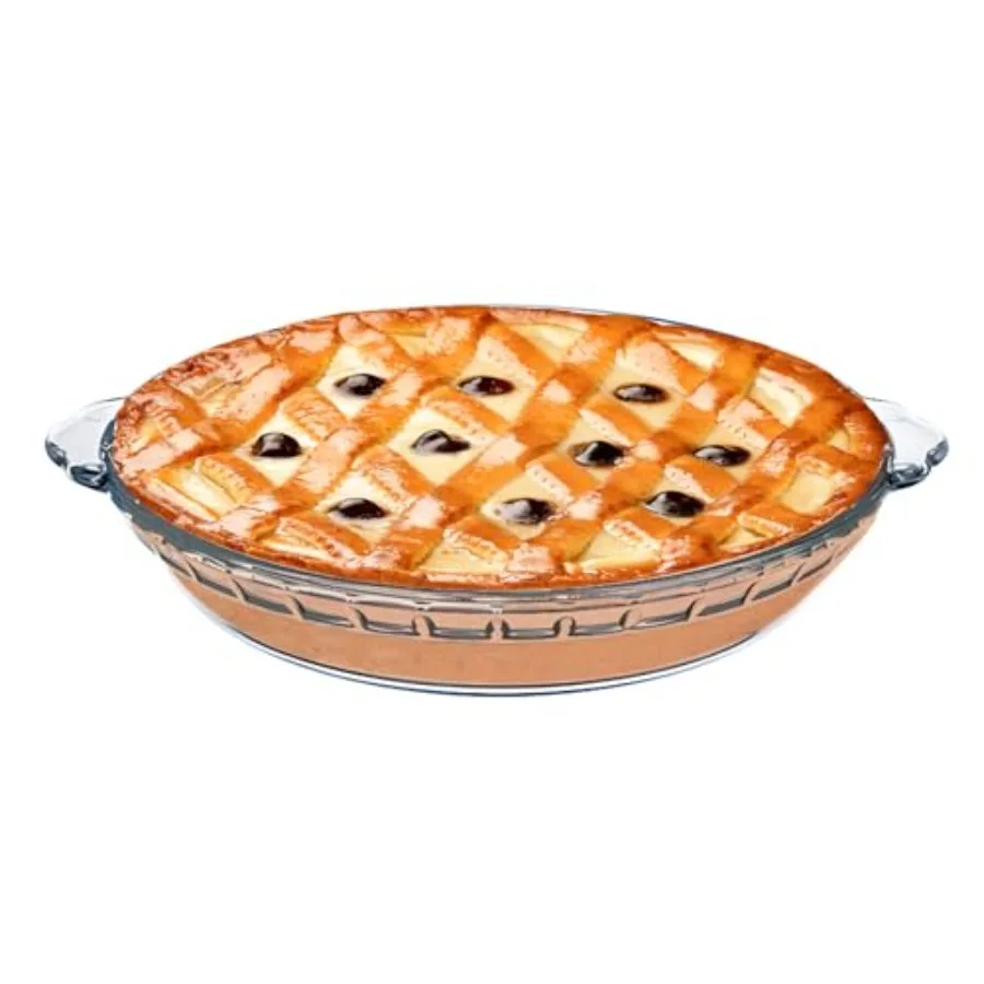 

1 Pack Round Glass Pie Pans for Baking Round Baking Dishes with Handles for Apple Pie Pumpkin Pie Salads