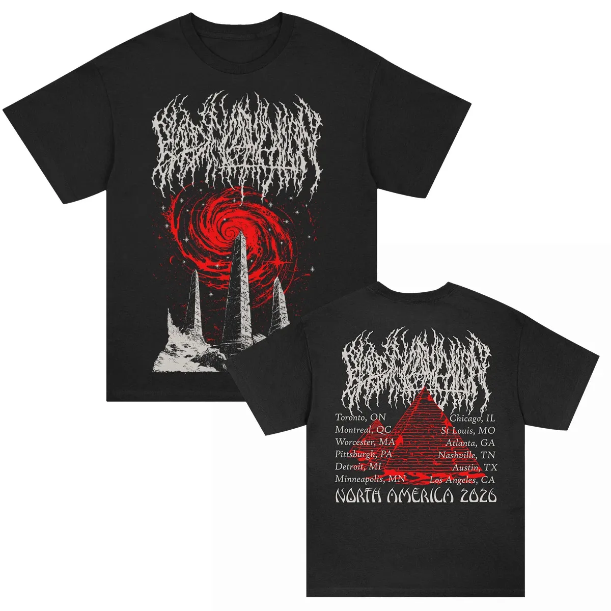 Blood Incantation Pillars Of The Cosmos 2026 Tour T-Shirt, 2-sided