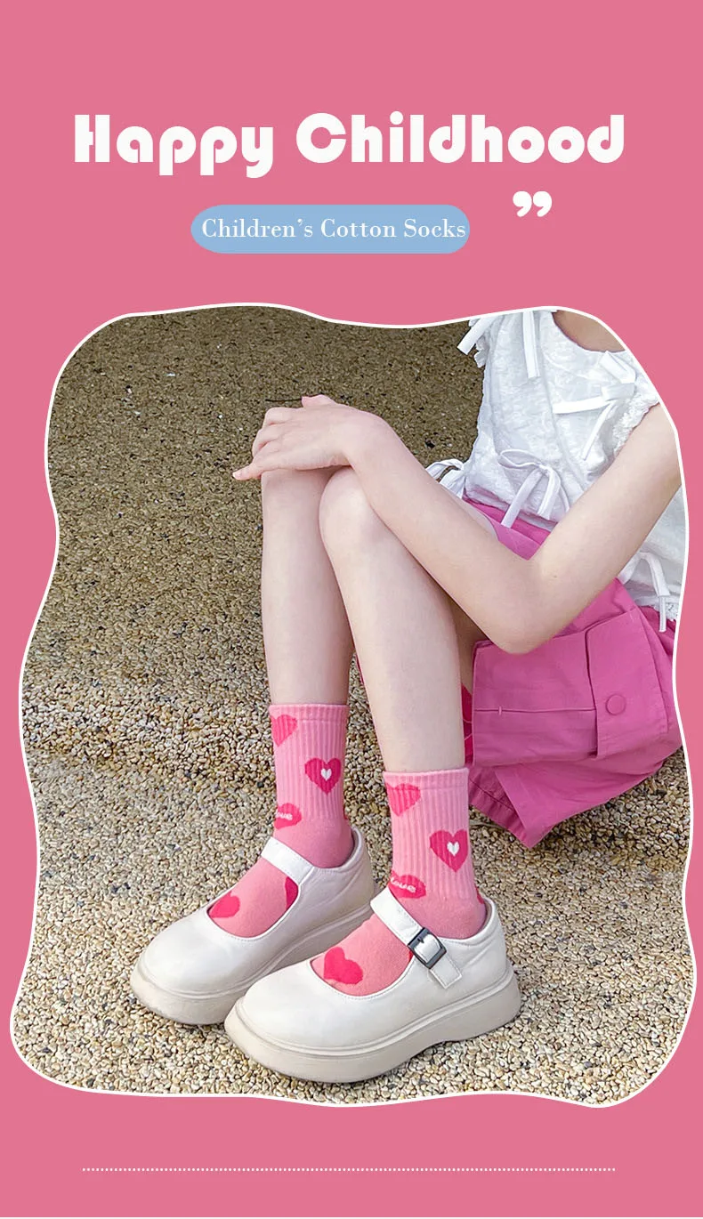 Baumwollsocken, 5 Paar, Kindersocken, Mädchen, Jungen, trendiges Muster, Sport-Crew-Socken, Frühling, Herbst – Detail 1