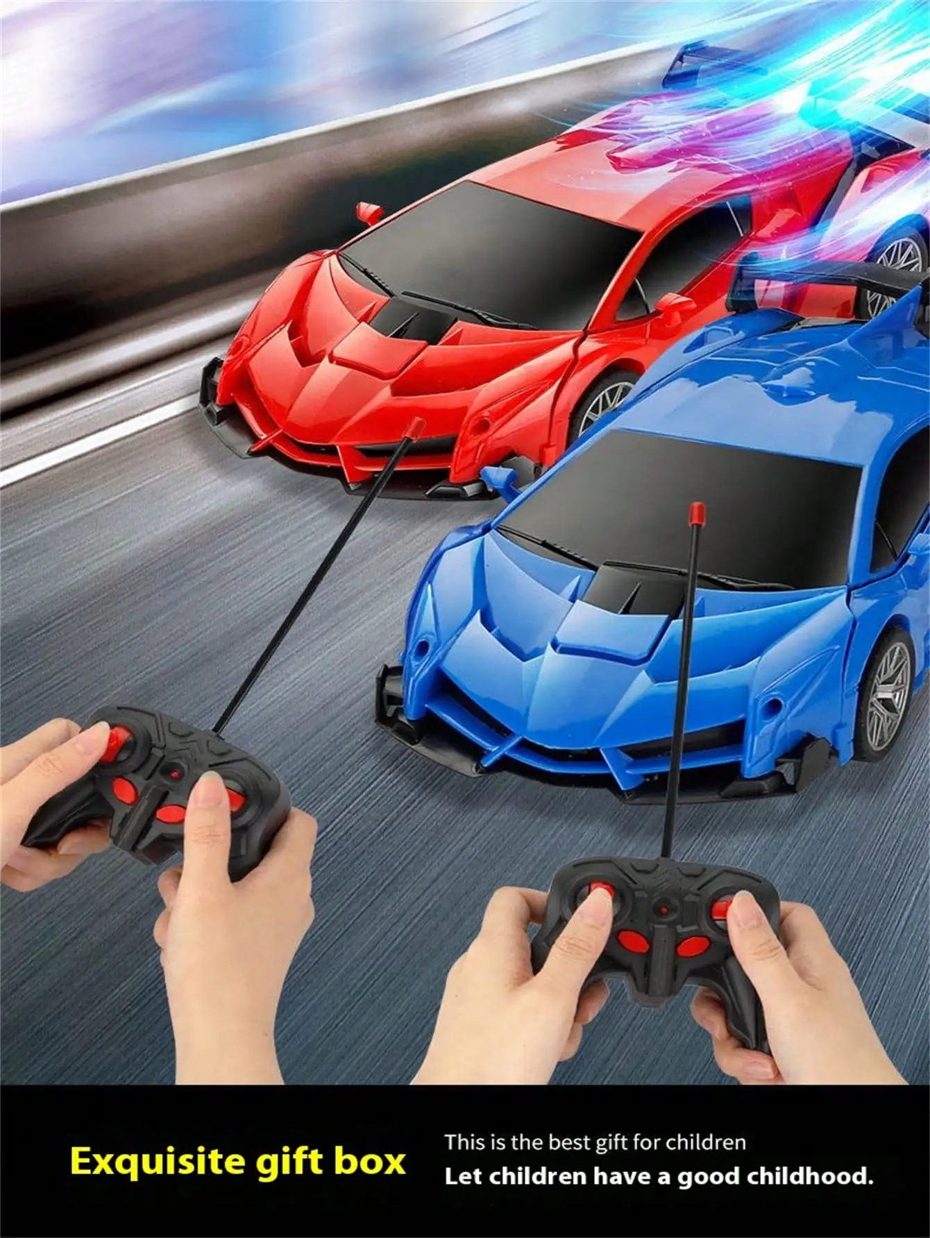 

Kids RC Transforming Car One-Key Robot Dual-Mode 360° Drift Stunts Racing Model Interactive Toy Boys Birthday Gift