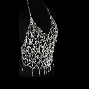 Seksi püskül taklidi şık, kadın iç çamaşırı, vücut zinciri üst, su damlası, fishnet parlak kristal göğüs sutyen mayo sling yelek, mücevher 8 en çok satan, spor sutyeni, kristal-no. 8