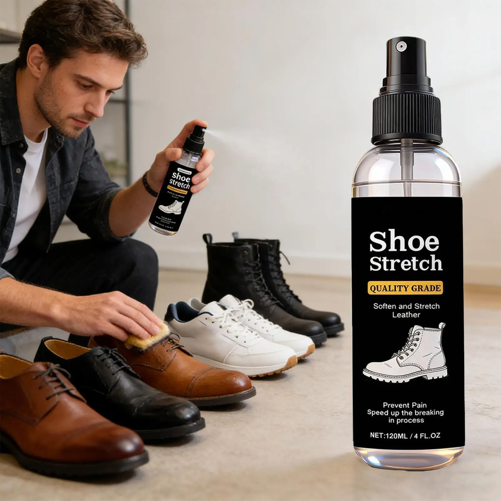 

Новый спрей для растяжки обуви 120 мл, смягчающая и растягивающая жидкость, защитный спрей для ухода за обувью, профессиональный спрей для растяжки ботинок