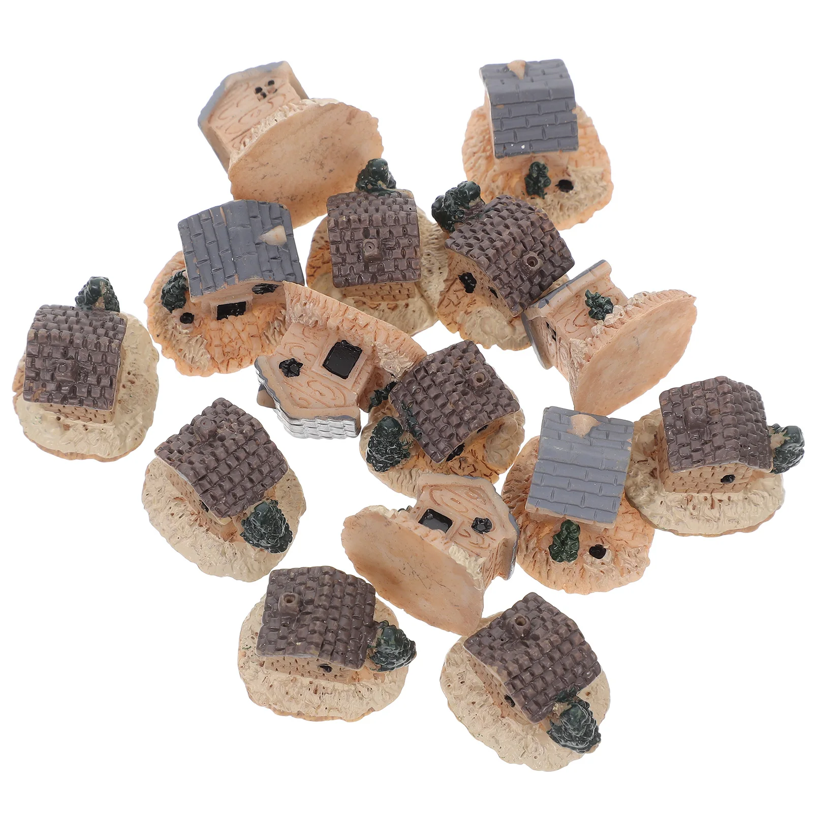 

15 Pcs Resin Small House Decorations Durable Miniature Garden Landscape Kit Statue Shape Cottage Balcony Yard Accessories