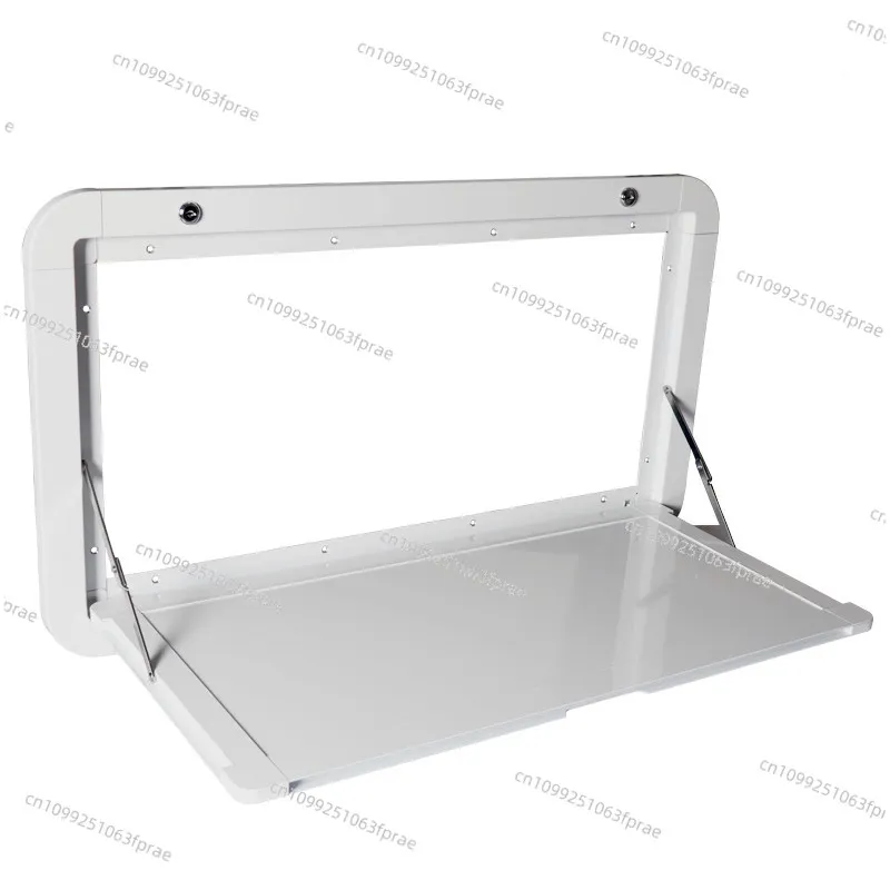 Aluminum Foldable RV Wall Table, Expandable Outdoor Dining Desk with Lock Frame, Exterior Folding Table for Caravan