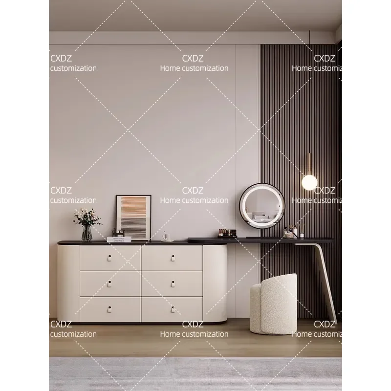 Solid Wood Dresser Storage Cabinet Wabi Style Bedside Table Retractable Corner Makeup Desk Very Narrow Integrated Bedroom