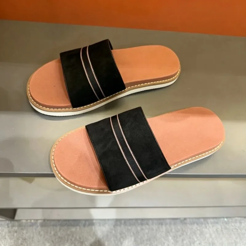 26 SS Summer Men Handmade Leather Fashion Slides Lightweight Non Slip Beach Casual Sandals Holiday Gift Footwear