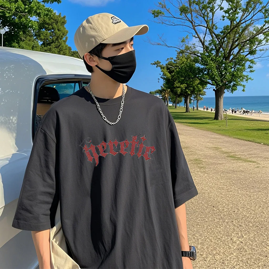 ホラースカルヴィンテージオールドTシャツダブルプリントヒップホップ半袖TシャツフロントバックカジュアルストリートプラスサイズTシャツユニセックス