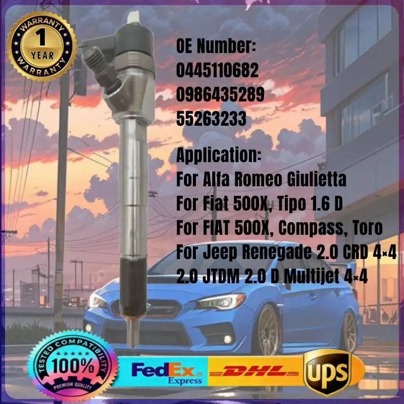 

0445110682 55263233 0986435289 Common Rail Fuel Injector for Alfa Romeo Giulietta FIAT 500X Compass Jeep Renegade 2.0JTDM