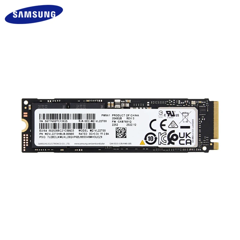 Imagem -04 - Ssd Samsung m2 Nvme Pm9a1 256gb 1024gb 2048gb Unidade de Estado Sólido Interno Pcie4.0 até 7000 mb s de Disco Rígido para Desktop Laptop