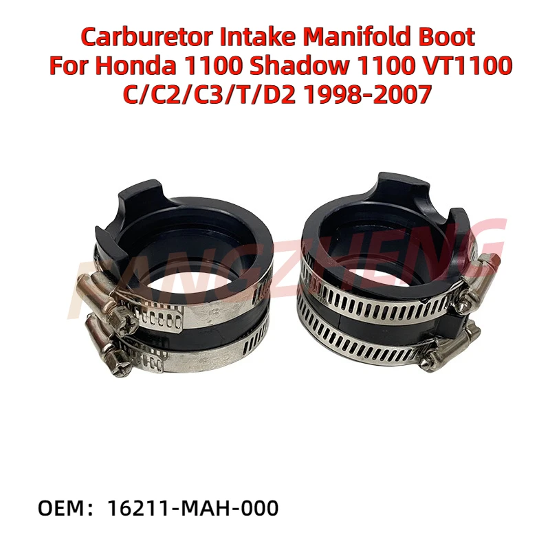 2Pcs Motorcycle Carburetor Intake Manifold Boot For Honda 1100 Shadow 1100 VT1100 C/C2/C3/T/D2 1998-2007 16211-MAH-000