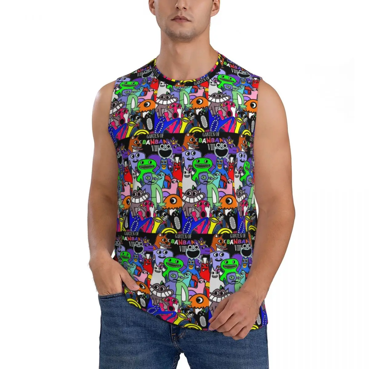 Cartoon Garten Of Banban Men Sleeveless Tank Tops Quick Dry Breathable Gym Fitness Running Summer Casual Sport Vest
